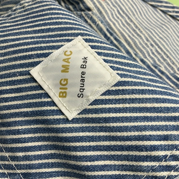 Vintage Big Mac 1960s/70s Square Bak Hickory stripe bib overalls waist 38  USA - Picture 5 of 7